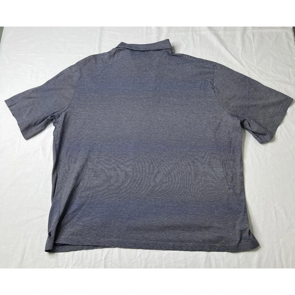 POLO GOLF RALPH LAUREN Mens XL Striped‎ Navy Blue Pima Cotton Polo Shirt